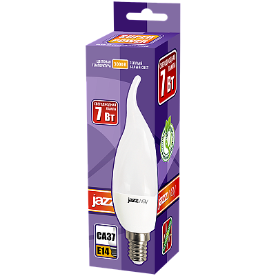 Лампа светодиодная PLED- SP CA37 7w E14 3000K  230/50 Jazzway 