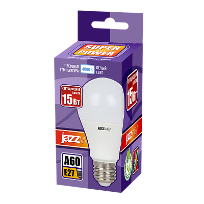 Лампа светодиодная PLED- SP A60 15w E27 4000K 230/50 Jazzway