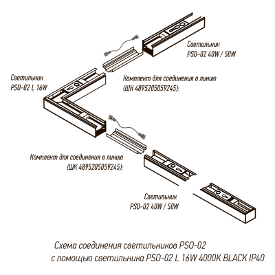 Cветильник накладной PSO-02 L 16W 4000K BLACK IP40 