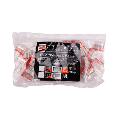 Клемма монтажная СМК PTC-4P 2273-244 450V 32A 0,5-2.5mm2 / 50 шт./ Jazzway