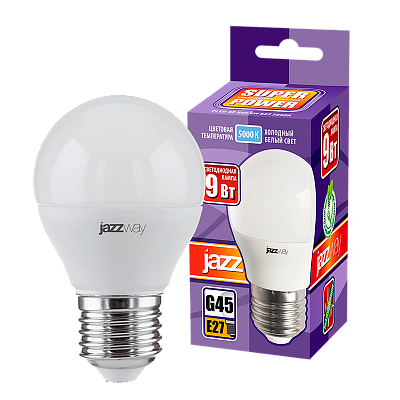 Лампа светодиодная PLED- SP G45 9w E27 5000K-E Jazzway 