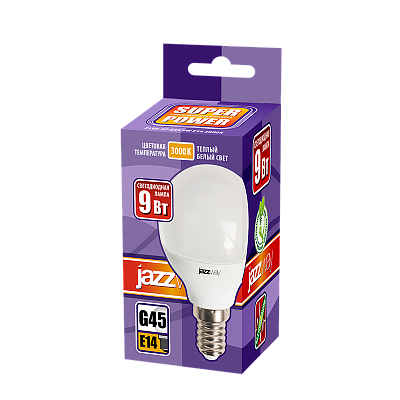 Лампа светодиодная PLED- SP G45 9w E14 3000K-E Jazzway 