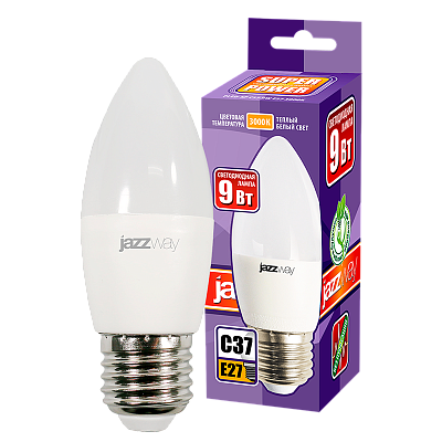 Лампа светодиодная PLED- SP C37 9w E27 3000K-E Jazzway 