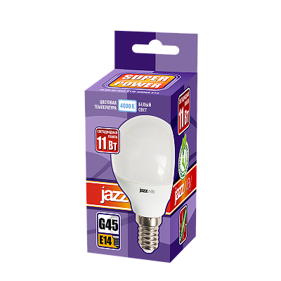 Лампа светодиодная PLED- SP G45 11w E14 4000K 230/50 Jazzway 